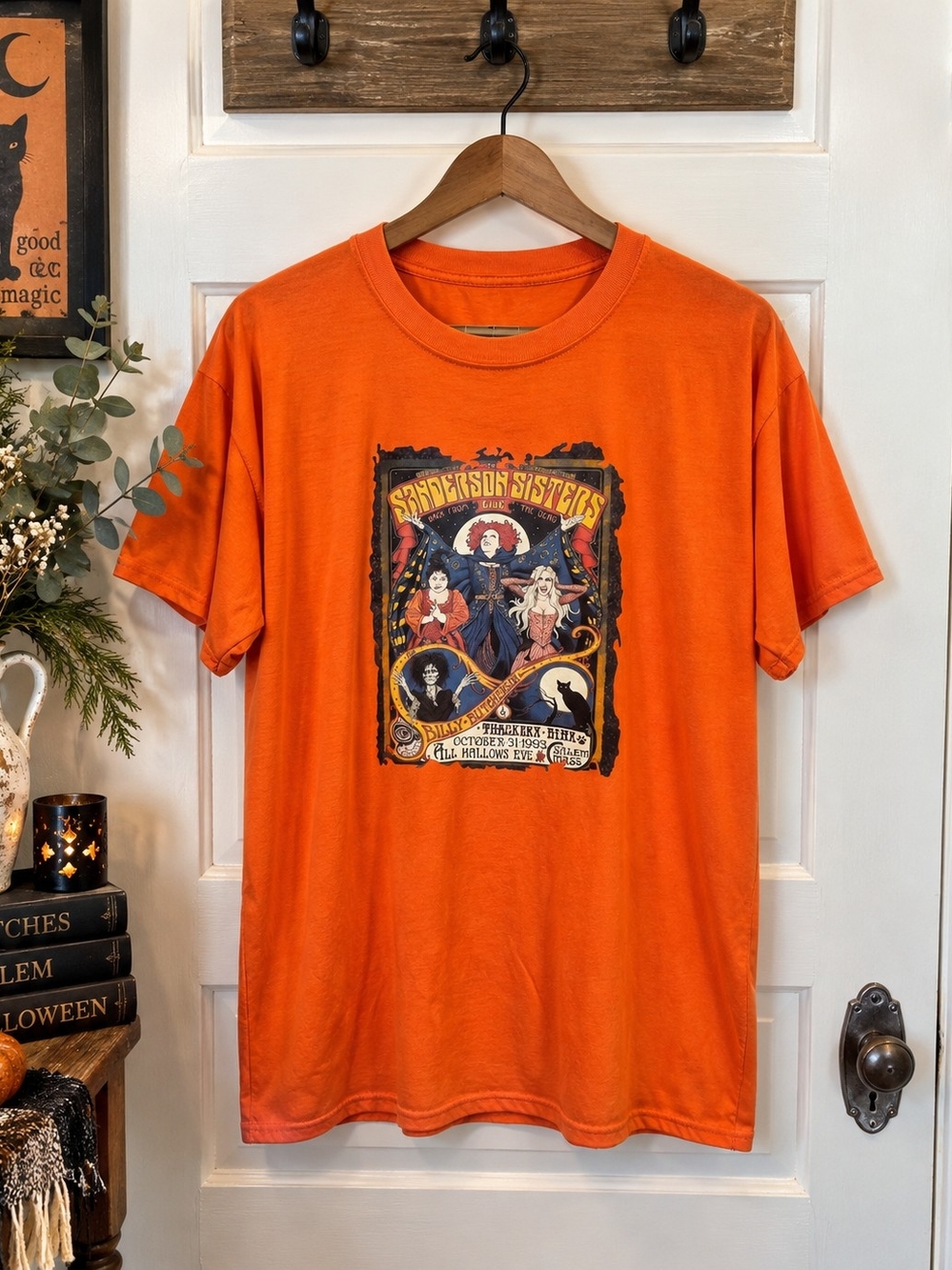 Sanderson Sisters Hocus Pocus Orange Graphic Tee Halloween Salem